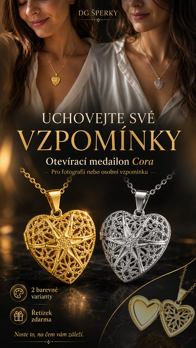 Dámský ocelový otevírací medailon srdce Cora s řetízkem zdarma (11)